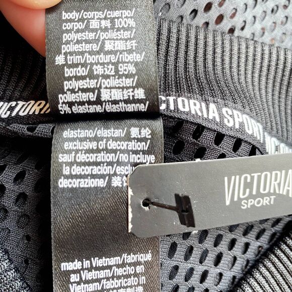 NWT Victoria Sport Sheer Mesh Bomber Jacket Zip Up Black Athleisure Size Small - Picture 6 of 6